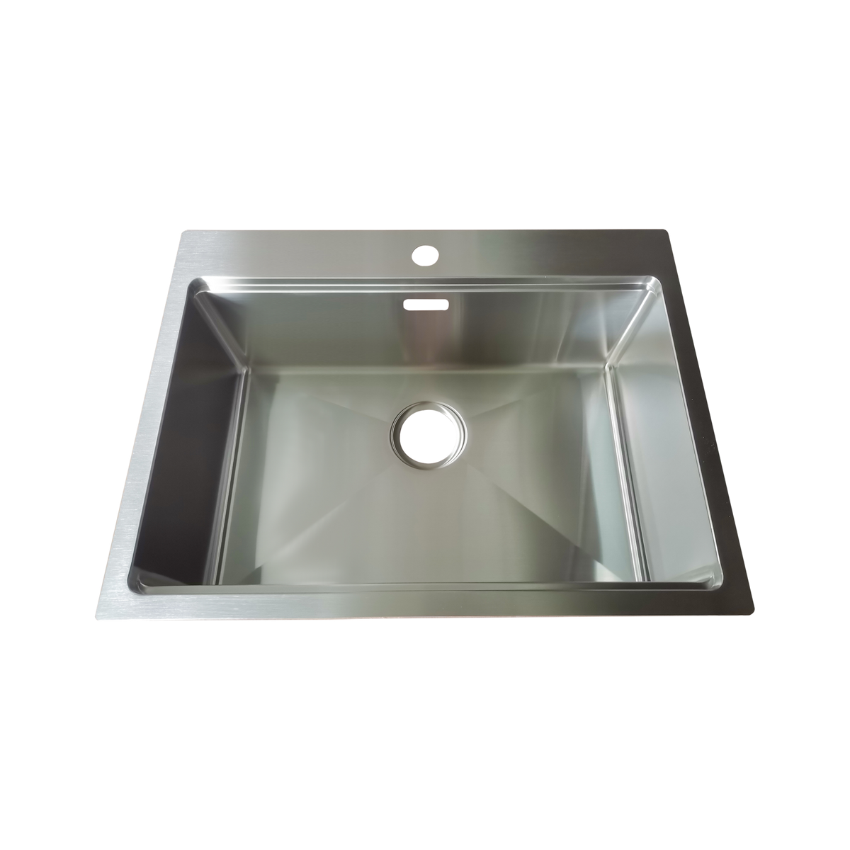 Laxe Premium Handmade Extended Single Bowl Sink 1 Taphole Stainless Steel. 650x500x220mm, Default