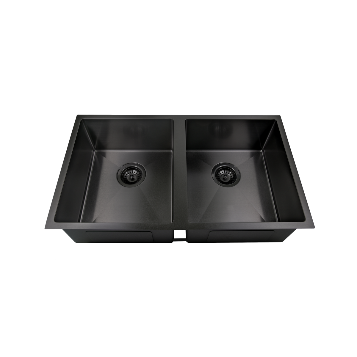 Laxe Premium Handmade Double Bowl Sink 1 Taphole Stainless Steel. 760x440x200mm, Matt Black