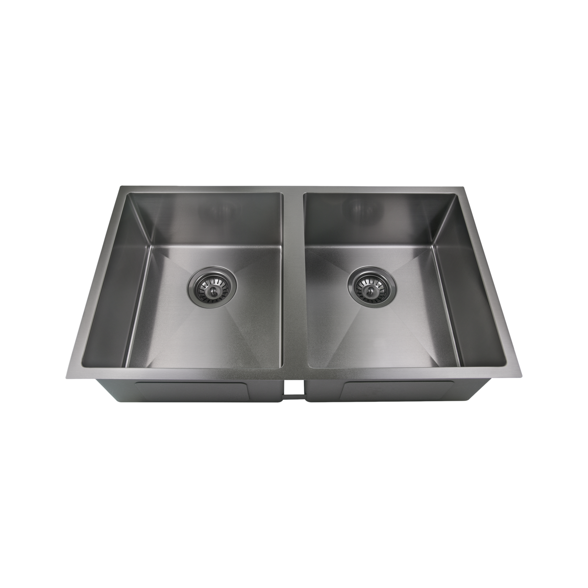 Laxe Premium Handmade Double Bowl Sink 1 Taphole Stainless Steel. 760x440x200mm, Brushed Gunmetal