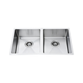 Laxe Premium Handmade Double Bowl Sink 1 Taphole Stainless Steel. 760x440x200mm, Chrome