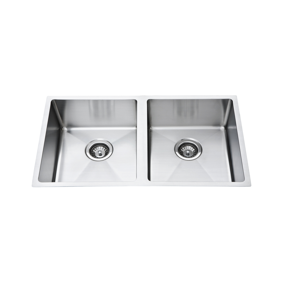Laxe Premium Handmade Double Bowl Sink 1 Taphole Stainless Steel. 760x440x200mm, Chrome