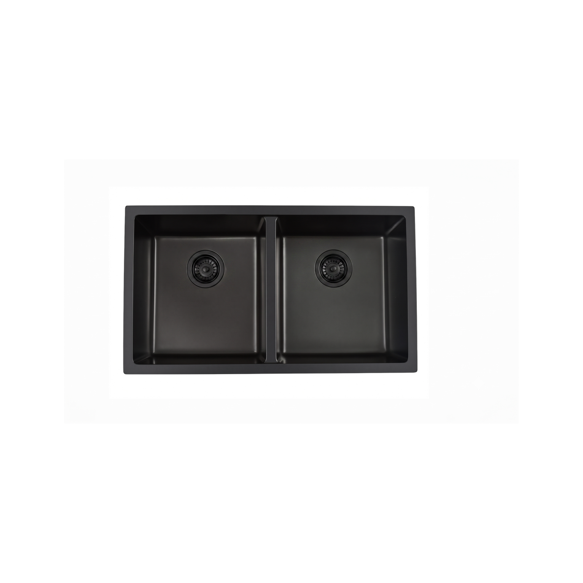 Rani Double Bowl Sink No Taphole Granite Matte Black. 790x460x228, Default