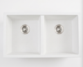 Rani Double Bowl Sink No Taphole Granite White. 790x460x227