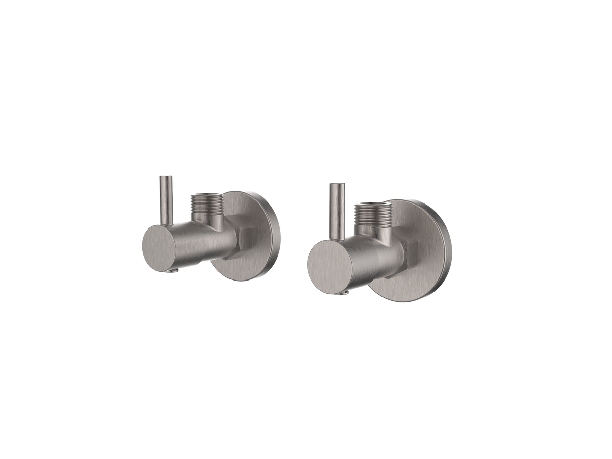 Laxe Angle Stops, Pair, Brushed Nickel