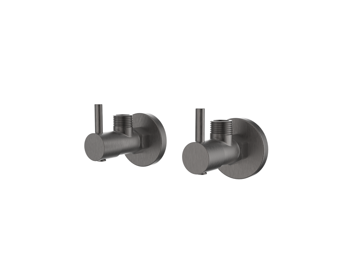 Laxe Angle Stops, Pair, Brushed Gunmetal