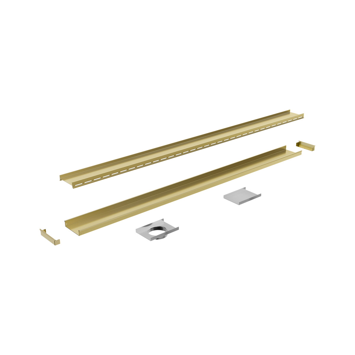 Laxe Cut-to-Length Tile Insert Grate 1200mm, Brushed Gold