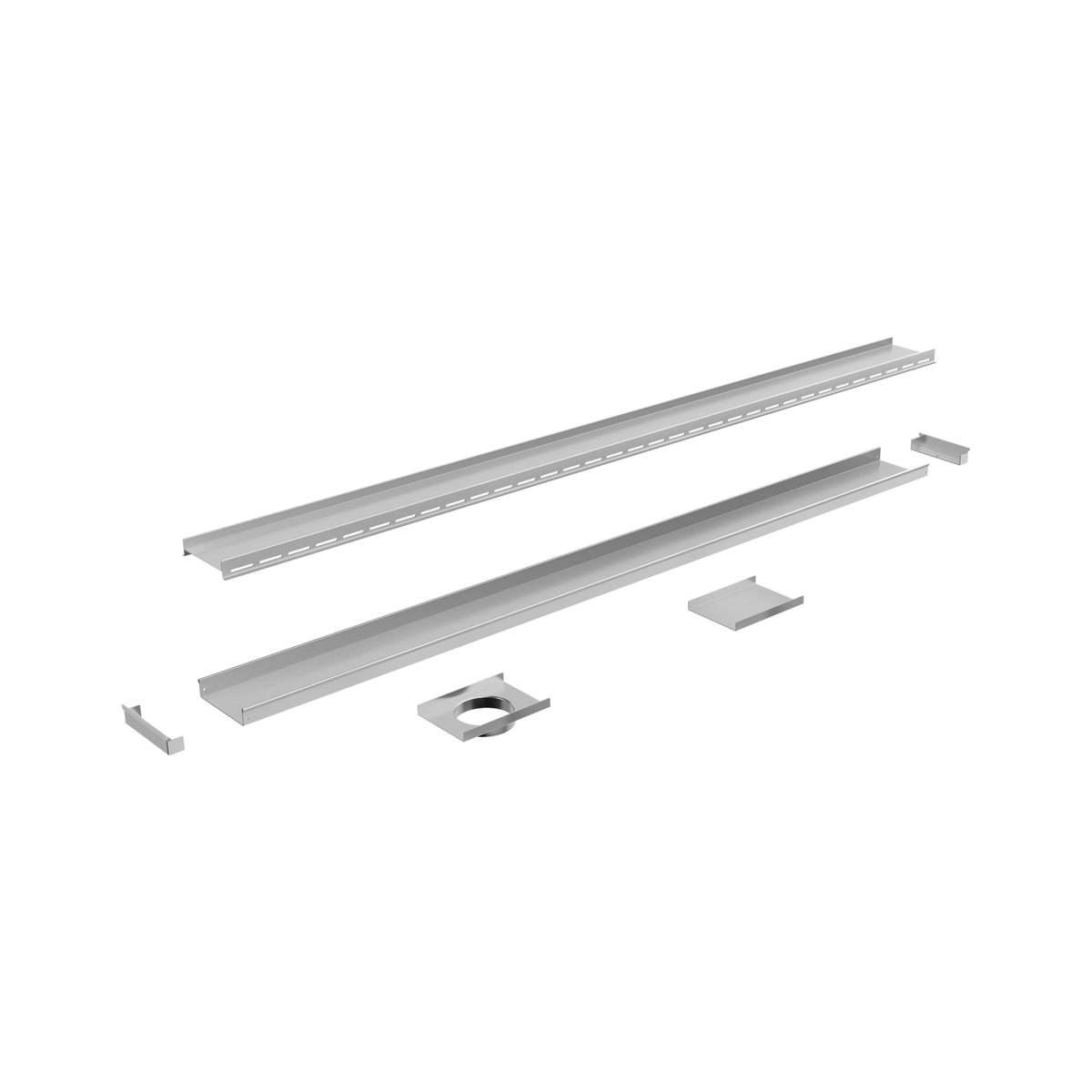 Laxe Cut-to-Length Tile Insert Grate 1200mm, Brushed Nickel