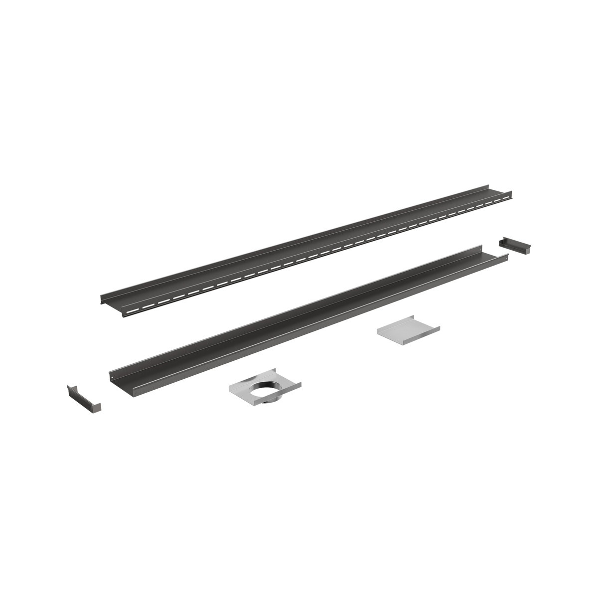 Laxe Cut-to-Length Tile Insert Grate 1200mm, Brushed Gunmetal