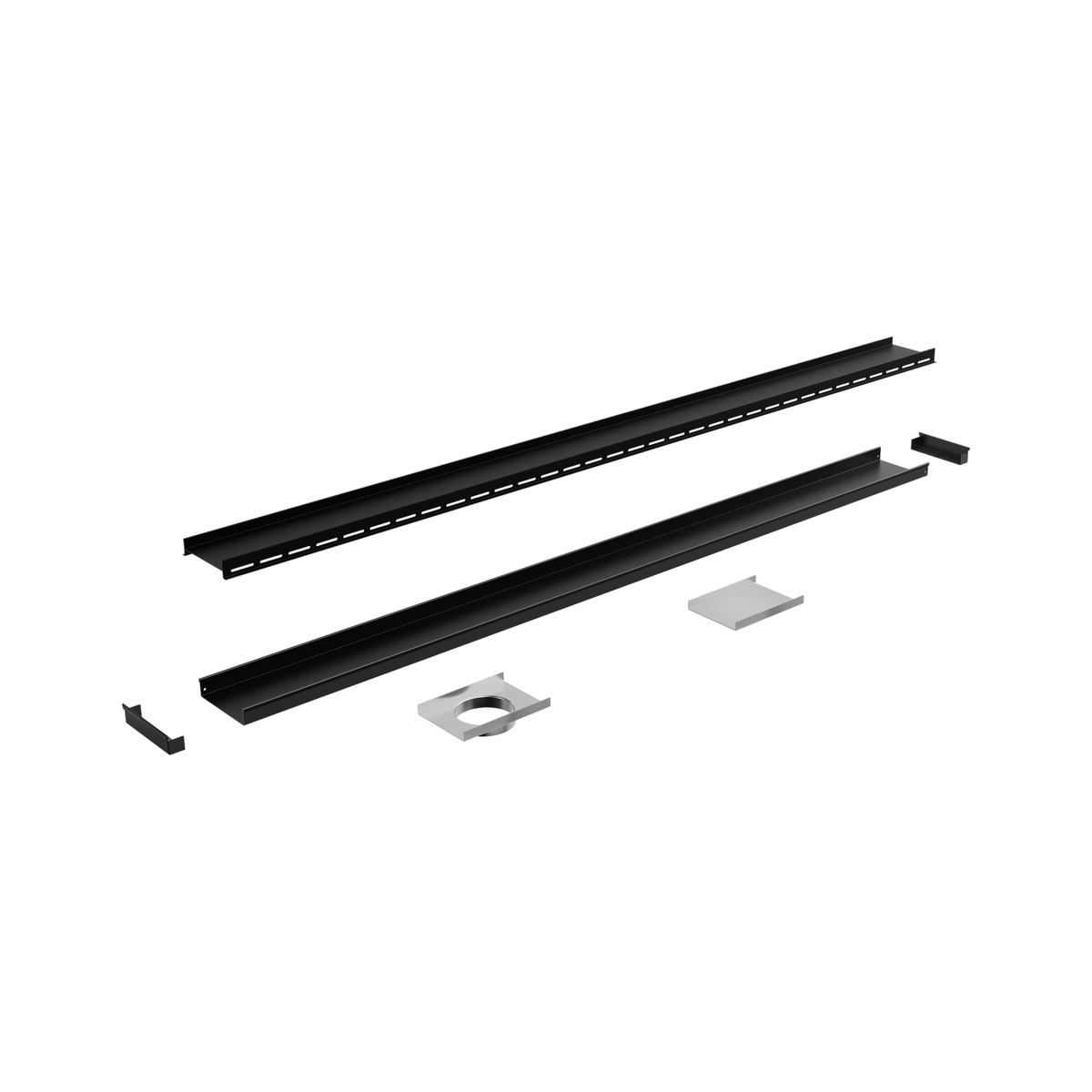 Laxe Cut-to-Length Tile Insert Grate 1200mm, Matt Black