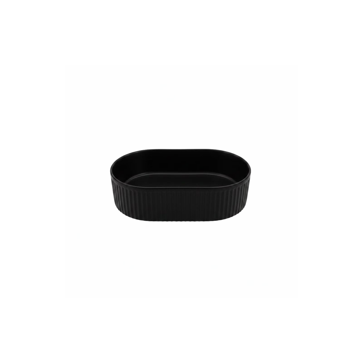 Laxe Fluted Above-Counter Basin LAB25, Matt Black