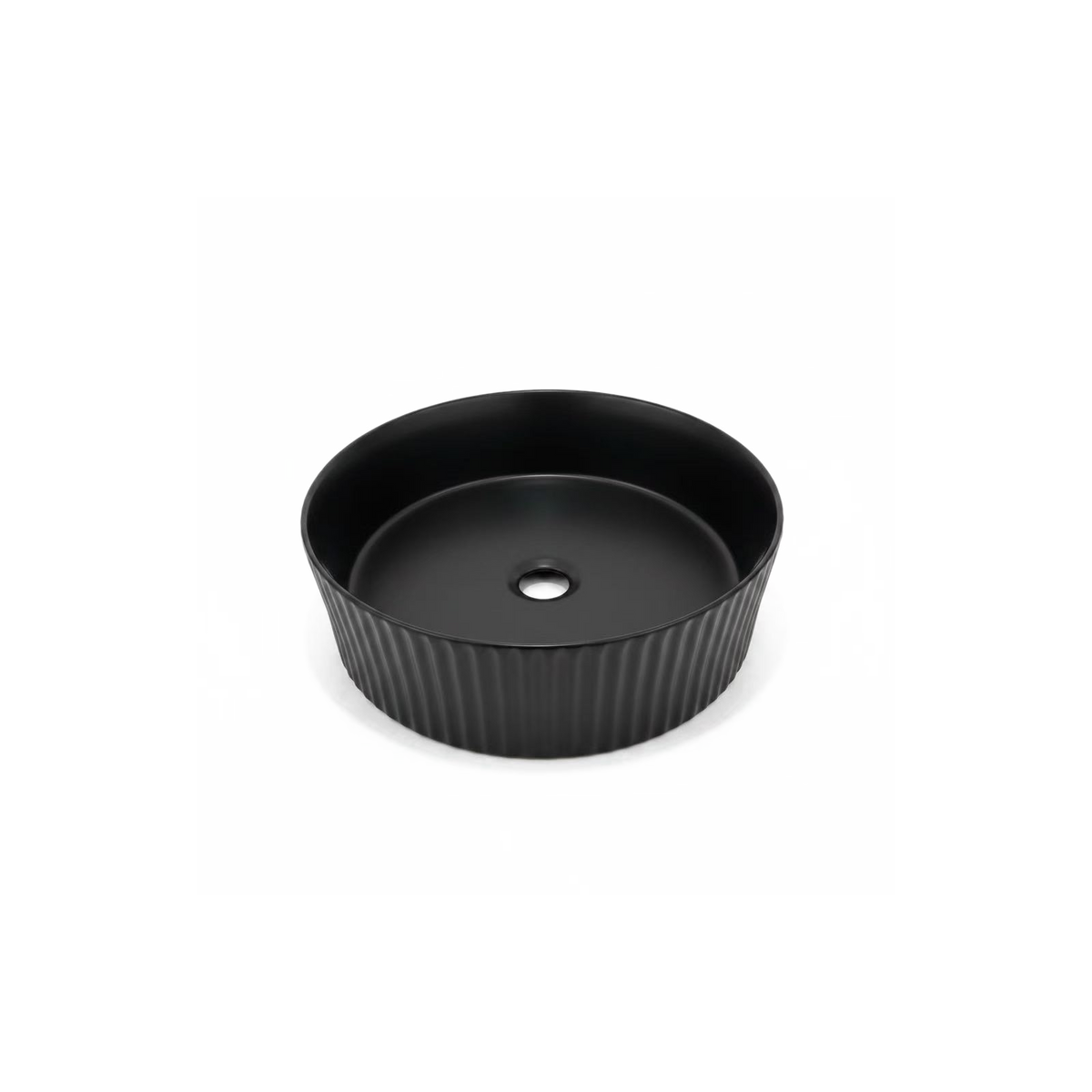 Laxe Fluted Above-Counter Basin LAB58, Matt Black