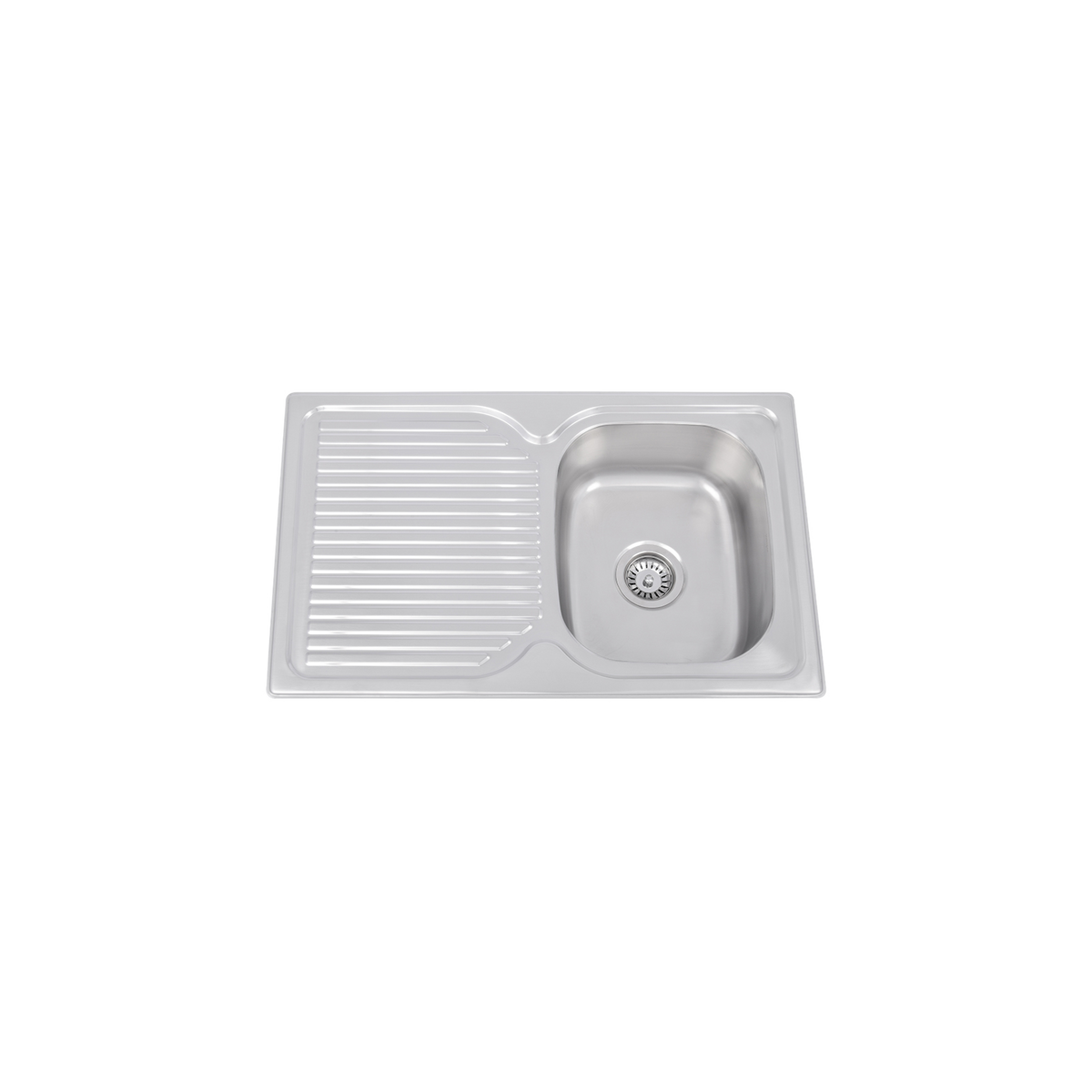 Zena Stainless Steel Single Bowl Sink With Drainer 780x480x170mm, Right hand