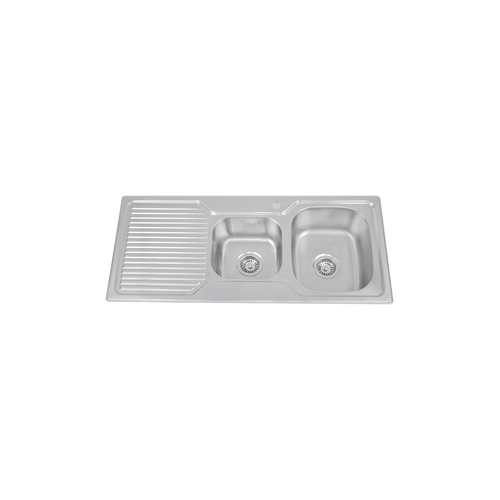 Ema 1 And 3/4 Bowl Sink With Drainer 1080x480x170mm, Right hand