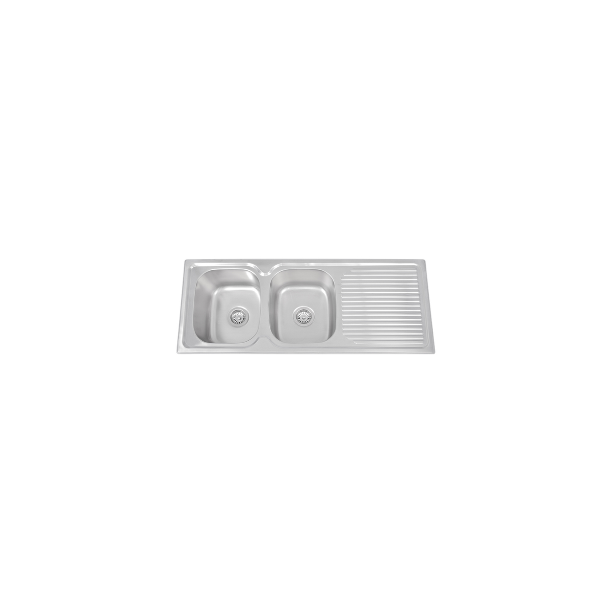 Zena Stainless Steel Double Bowl Sink With Drainer 1180x480x170mm, Left hand