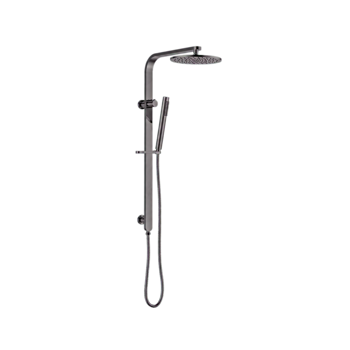 Equil LA137 twin shower in brushed gunmetal, isolated product view