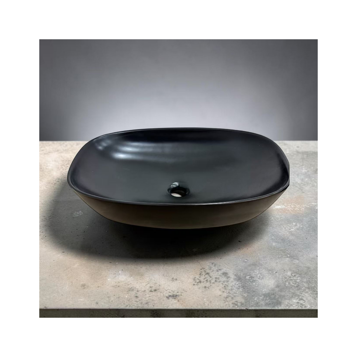 Laxe LAB10 oval above-counter basin in matt black, isolated product view