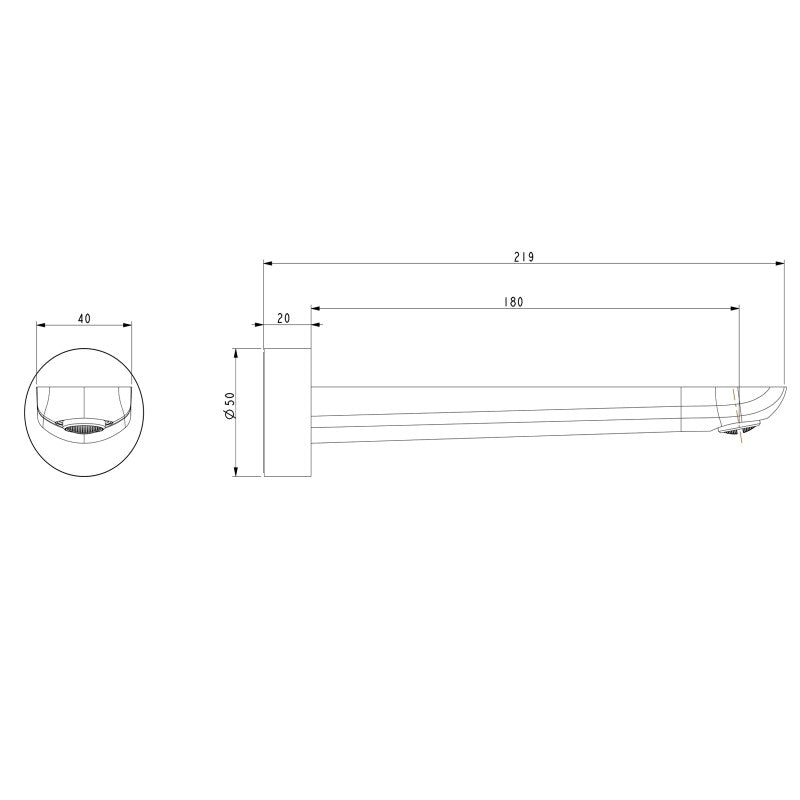 Rushy Wall-Mounted Bath Spout dimension drawing