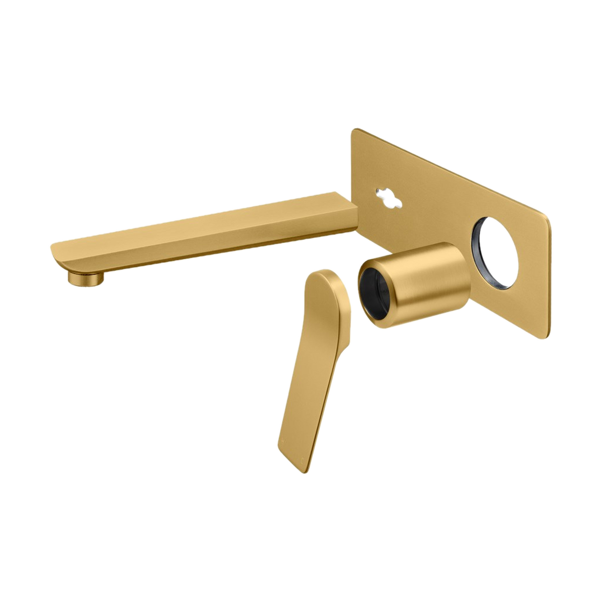 Rushy Wall-Mounted Basin & Bath Mixer Trim Kit, Brushed Brass
