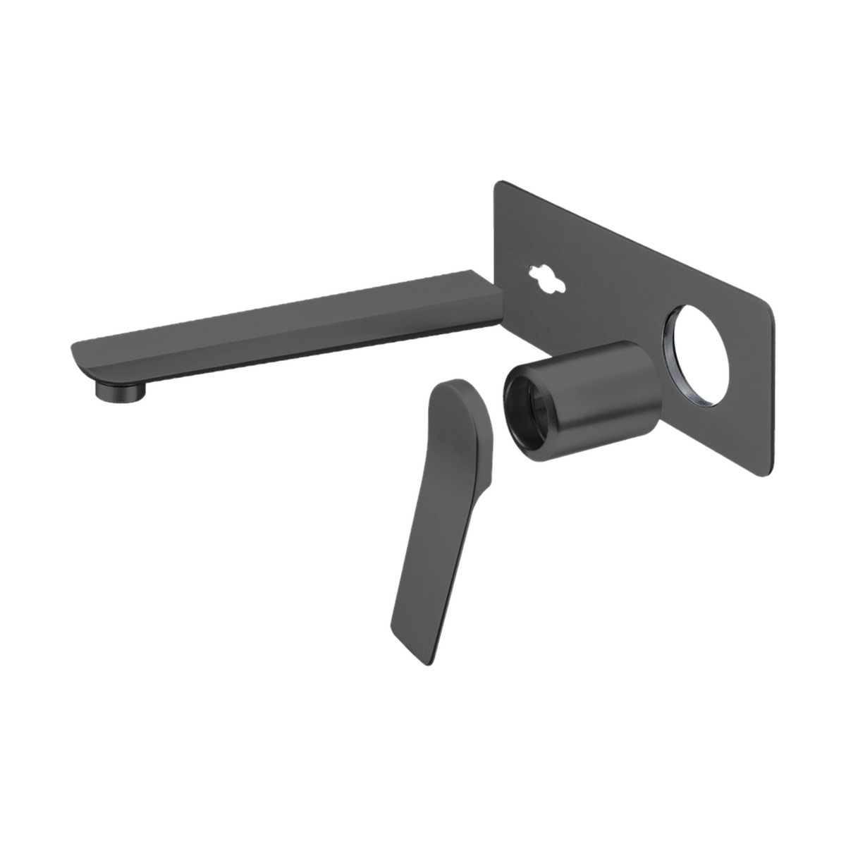 Rushy Wall-Mounted Basin & Bath Mixer Trim Kit, Brushed Gunmetal