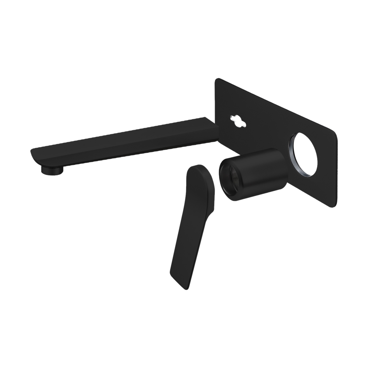 Rushy Wall-Mounted Basin & Bath Mixer Trim Kit, Matt Black