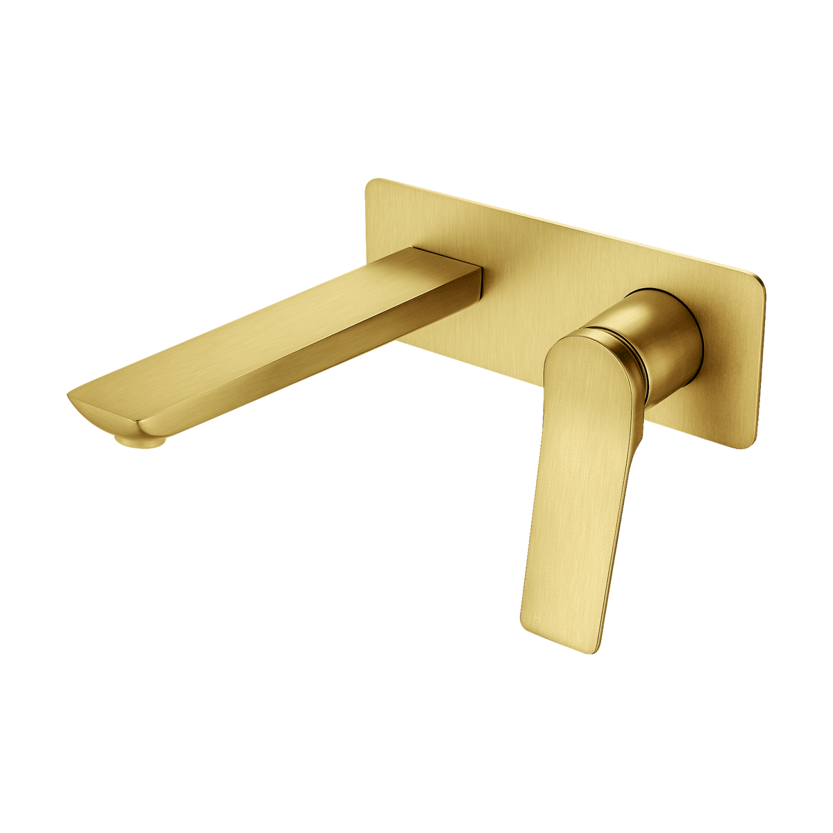 Rushy Wall-Mounted Basin & Bath Mixer, Brushed Brass