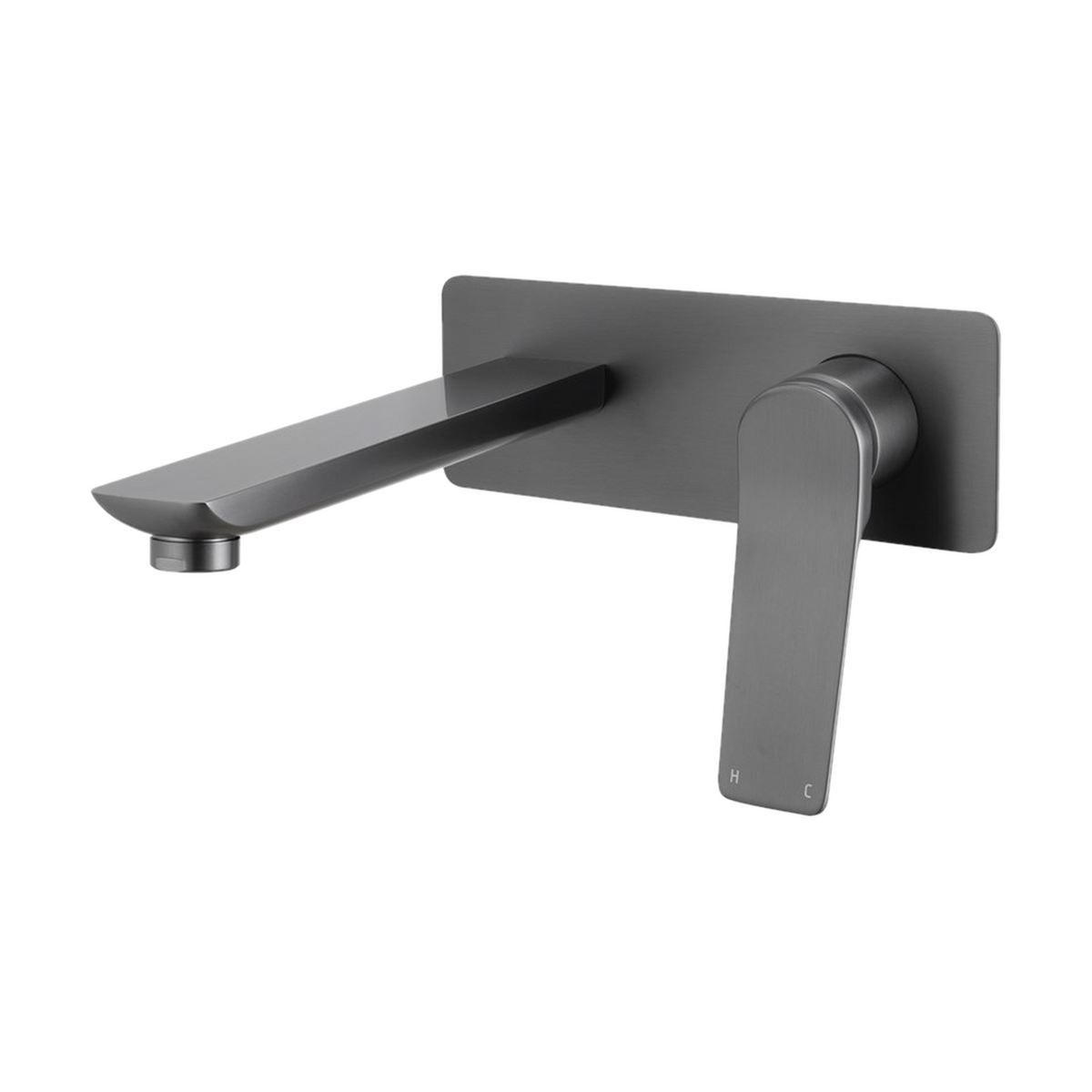 Rushy Wall-Mounted Basin & Bath Mixer, Brushed Gunmetal