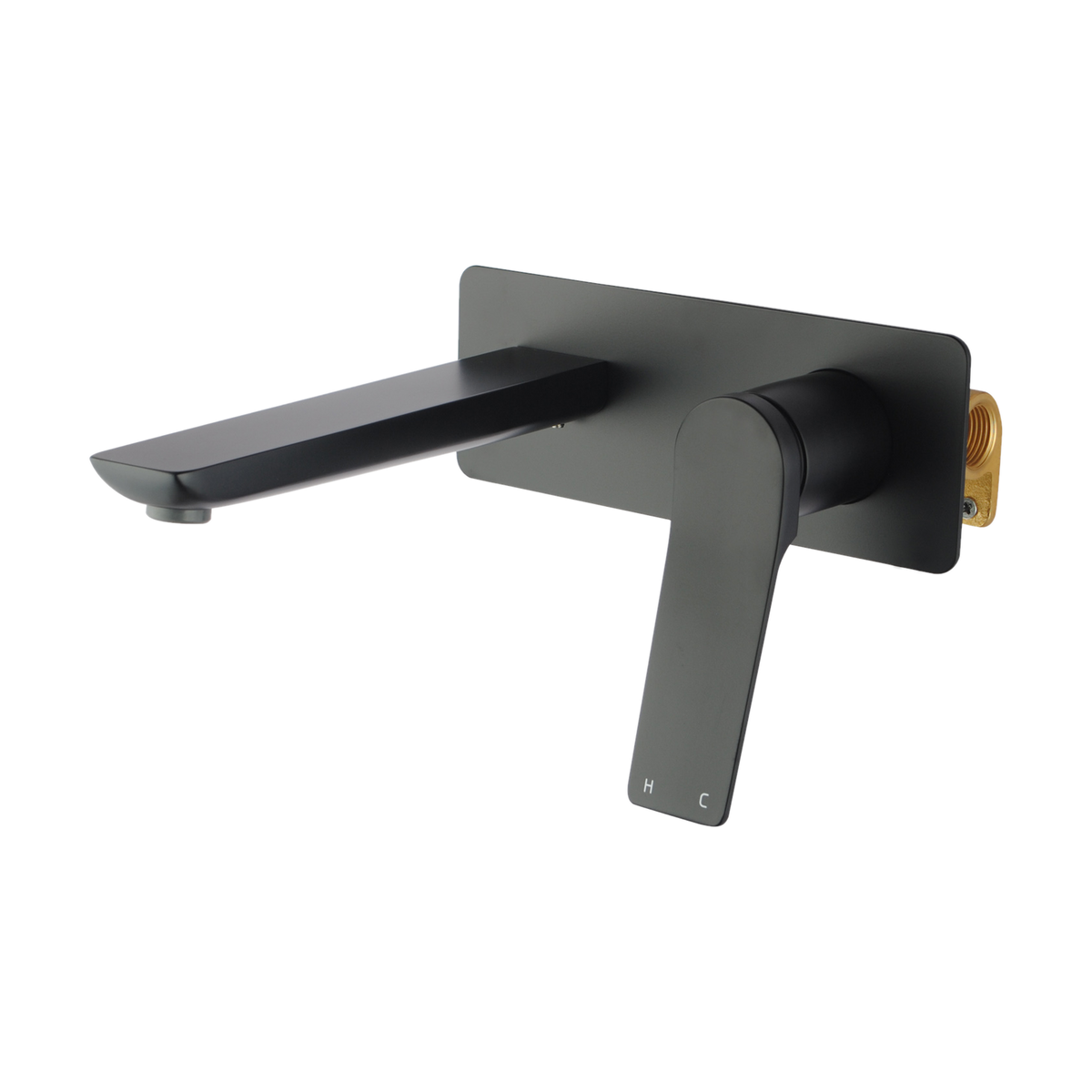 Rushy Wall-Mounted Basin & Bath Mixer, Matt Black