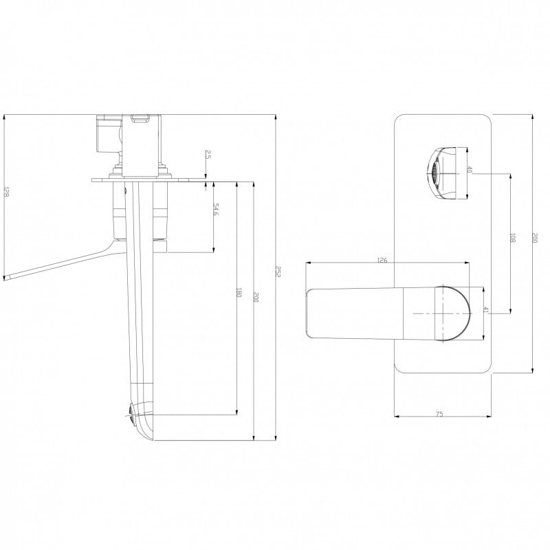 Rushy Wall-Mounted Spout Mixer 0153.BM dimension drawing