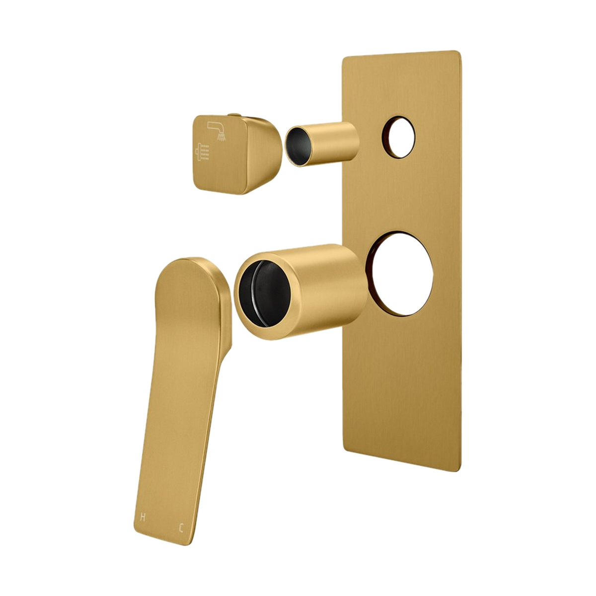 Rushy Diverter Mixer Trim Kit, Brushed Brass