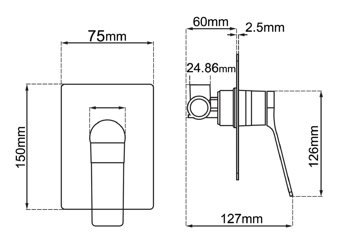 Rushy Wall Mixer with CLPM Rough-In dimension drawing